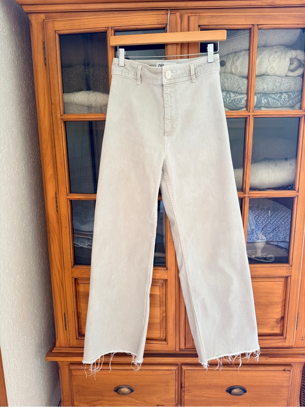 Zara Cream The Marine Straight Jeans